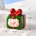 Christmas pig resin gift box figurine in green and red with detailed dimensions - No.7 Green Red Gift Box with Pig Face
