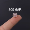 Rose gold snowflake cartilage stud with iridescent center stone and tiny clear crystals - Zirconia Sunflower Style (309-8#R) / Rose Gold