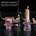 Pink fluted glass dual-purpose candle holder for tea lights and taper candles - G080-0004 Double-Head Holder / Crystal Pink