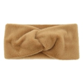 Fascia per capelli in peluche marrone con nodo incrociato per protezione orecchie - Caramello
