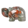 Turtle figurine carved from natural red jasper and green stone with polished finish - African Blood Stone / S