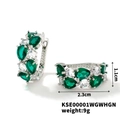 Silver vintage earrings with pear-shaped green stones and white diamonds, 2.3cm long - Silver Base Green and White Rhinestone Style (KSE00001WGWHGN)