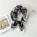 Elegant black and white animal print silk scarf with classic toile de jouy forest pattern - Black Forest Toile de Jouy