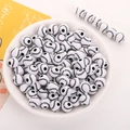 White acrylic round beads with black baseball pattern for DIY creative jewelry making - 12mm White Black Baseball (50pcs)