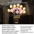 Golden and pink balloon Happy New Year 2026 static window sticker for glass doors - Happy New Year 2026 Balloon (SDUV-284) / Oversized