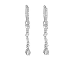 Silver drop earrings featuring multi-shape cubic zirconia pendants in a long dangle style - Multi-Shape Long Drop / Silver