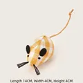 Cat toy plush mouse in yellow and white plaid fabric with a long tail for pet play - Yellow and White Plaid Catnip Mouse