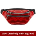 Vibrant red laser fanny pack with holographic finish and adjustable black strap - Red