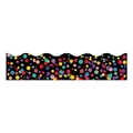 Adesivi per bordi di bacheche a pois colorati con decorazioni a smerlo nero per aule - 7CM*20M / Punti arcobaleno olografici
