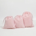 Pink velvet jewelry pouches in three sizes with drawstring closure for gift packaging - 8*10cm / Pink