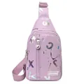 Bolso bandolera de moda color violeta claro con grafiti y correa ajustable - Morado