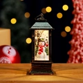 Lanterna pupazzo di neve vintage nera con luce LED e sfondo natalizio festivo - Stile Lanterna Pupazzo di Neve / Nero e Oro