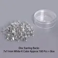 Set di 100 chiusure per orecchini argento 7x11mm con scatola portaoggetti in plastica - Copriorecchini argento a forma di UFO circa 100 pezzi con scatola