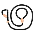 Adjustable black nylon P-rope dog leash with genuine leather reinforcement and metal buckle - 6mm*1.5m / Black