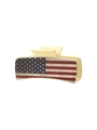 Beige PU hair clip featuring a vintage American flag pattern for Independence Day - National Flag Pattern D
