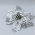 Fleur de poinsettia artificielle argentée avec paillettes pour sapin de Noël - Argenté