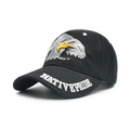 Black baseball cap featuring Native Pride eagle embroidery and white text details - Black Double Eagle