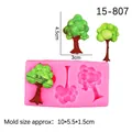 Pink silicone mold for tree-shaped fondant and resin crafts with dimensional markings - 2# Tree & Flower Cluster Style / Pink