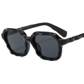 Stylish wavy frame sunglasses in glossy black with dark grey lenses for fashion outfit - Black Frame Grey Lens