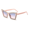 Occhiali da sole cat-eye rosa con lenti sfumate, perle bianche e strass scintillanti - Montatura Rosa/Lenti Sfumate Blu Rosa
