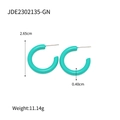 Green enamel C-shaped titanium steel hoop earrings, size 2.65cm, weight 11.14g - Turquoise Green (JDE2302135-GN)