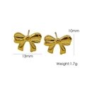Schleifenförmige 14K vergoldete Edelstahl-Ohrstecker mit den Maßen 13mm mal 10mm - Gold Kleine Schleife Ohrringe (YTE2401315)