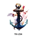 Waterproof temporary tattoo featuring a blue anchor with colorful hummingbirds and watercolor art - Th-234 / 210*148mm