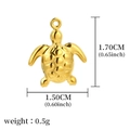 Gold stainless steel sea turtle pendant charm with dimension and weight markings - Golden Turtle Charm (A0012701)