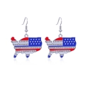 USA map earrings with red white blue enamel and rhinestones for Independence Day - Style 65-Star and Stripes Pattern USA Map Rhinestone Earrings