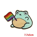 Embroidered rainbow pride frog patch for clothes 7.7x5cm iron on animal applique - Frog with Rainbow Flag
