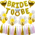 Gold Bride To Be balloon set with heart and ring foil balloons plus paper tassels - BRIDETOBE Diamond Ring Tassel Set (Gold)