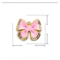 Pendente farfalla in smalto rosa e acciaio inossidabile con strass e misure dettagliate - YE746-2-Farfalla Rosa