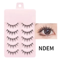 Five pairs of natural black false eyelashes in pink tray with model wearing effect - NDEM Style - 5 Pairs