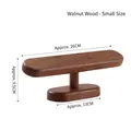 Small walnut wood T-bar watch stand for jewelry display with dimensions and grain detail - Walnut Wood Medium Low