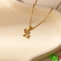 Stainless steel gold Christmas letter necklace with Santa hat pendant and fine cross chain - Santa Letter Z