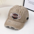 Retro khaki washed baseball cap with 1968 embroidery and distressed ripped details - Off White