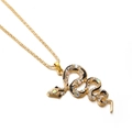 Golden snake pendant necklace with rainbow gemstones and white crystals for women - Rainbow Gemstone Snake