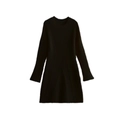 Elegant long sleeve ribbed knit dress in black featuring a classic round neckline - S / Black