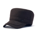 Gorra militar de invierno en lana marrón oscuro con detalle de logotipo metálico - Camel