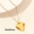 Polished 18k gold plated heart necklace with 22x22mm pendant on a minimalist chain - Glossy Simple Heart / Gold