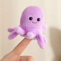 Purple plush octopus finger puppet with soft texture and cute facial expression - Octopus