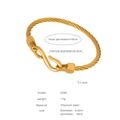 Gold twisted cable titanium steel bangle with S-hook clasp and brushed finish - Z268-S Hook Gold Woven Bracelet / Gold