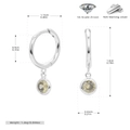 Detailed S925 sterling silver hoop earrings with precise size dimensions and 5A zircon weight - 925 Silver / August White Gold Plated (Peridot Zirconia)