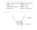 Elegant 8-9mm natural freshwater pearl pendant on S925 sterling silver box chain - Star Point / K Yellow Gold