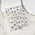 Ink style floral nail stickers TS-3140 with hazy black floral patterns and text - Hazy Ink Style (TS-3140)