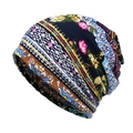 Bonnet long bleu marine à fleurs pour femme, tour de cou polyvalent avec imprimé vintage - M (56-58cm) / Bleu marine