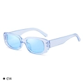 Transparent light blue rectangular sunglasses with a modern PC frame in C14 variant style - C6 Transparent Blue Frame Blue Lens
