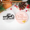 7,6 cm Merry Christmas und Happy New Year Keksstempel mit floralen Mustern - PLA / Weihnachtswünsche D