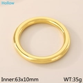 Polished golden hollow stainless steel bangle bracelet with 63x10mm inner diameter - Inner 63xWidth 10mm / Gold