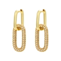 Orecchini geometrici a catena dorata con brillanti zirconi bianchi a pavé di lusso - Oro
